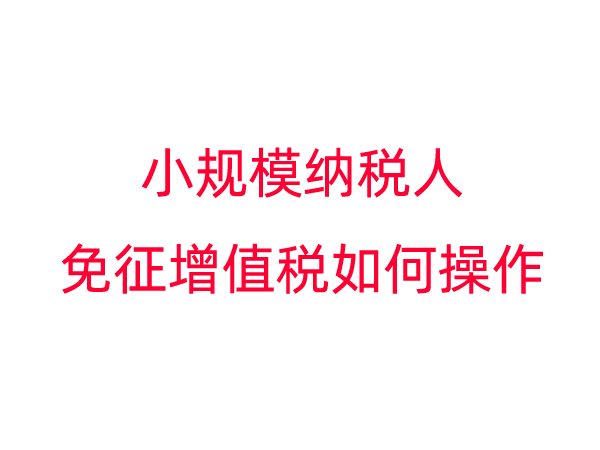 小规模纳税人免征增值税如何操作？
